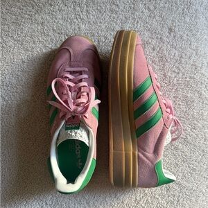 Adidas Gazelle Pink and Green Sneakers